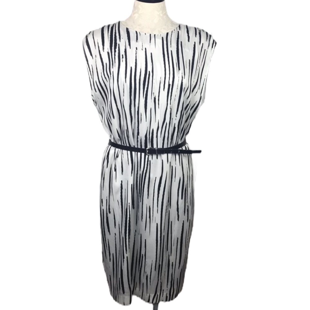 Anne Klein Zebra Stripe Sleeveless Dress Women Sz 8
